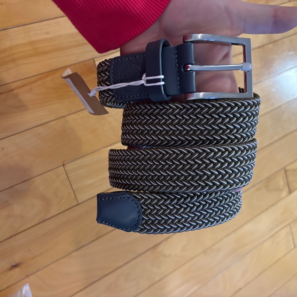 TougerJoy Woven Braided Belt Green White NWT Size 46”